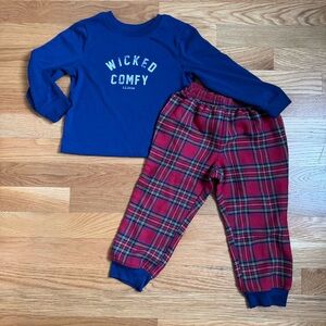 L.L. Bean Navy 'Wicked Comfy' Top with Red Plaid Pajama Pants